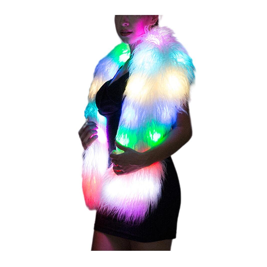 bDDeDD Women Neck Scarf, Winter Wraps Faux Fur Boa Shawl,Party with LED Light Up Long Scarves 100color