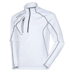 Sunice Mens Allendale 2.0 Water Repellant Golf Pullover - Pure White/Charcoal XL