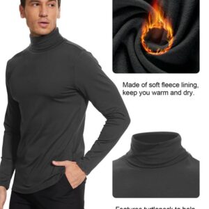 SIMIYA Mens Turtleneck Long Sleeve Shirts, Slim Fit Thermal Turtleneck for Men Basic Lightweight Thermal Underwear Top Grey