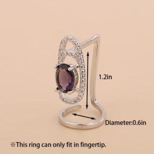 Rumtock Purple Crystal Fingertip Manicure Ring Adjustable Statement Rings for Women Girls