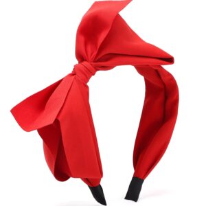 WantGor Bow Headbands for Women, Big Bowknot Hair Hoop, Hair Band Bows, Hair Accessories (Red, 1 Count Pack of 1)