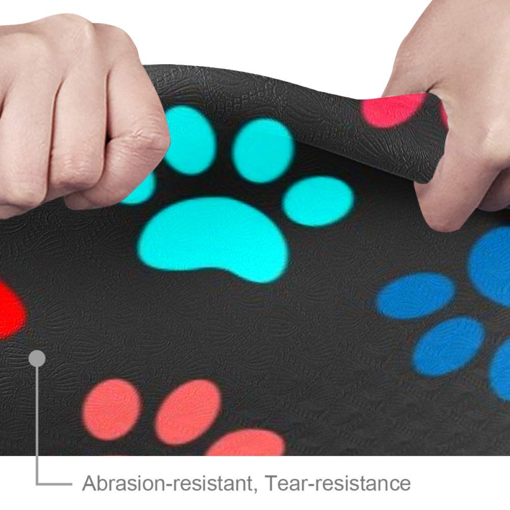 REJOON Colorful Animal Paw Prints Yoga Mat Thick Non Slip Yoga Mats for Women&Girls Exercise Mat Soft Pilates Mats