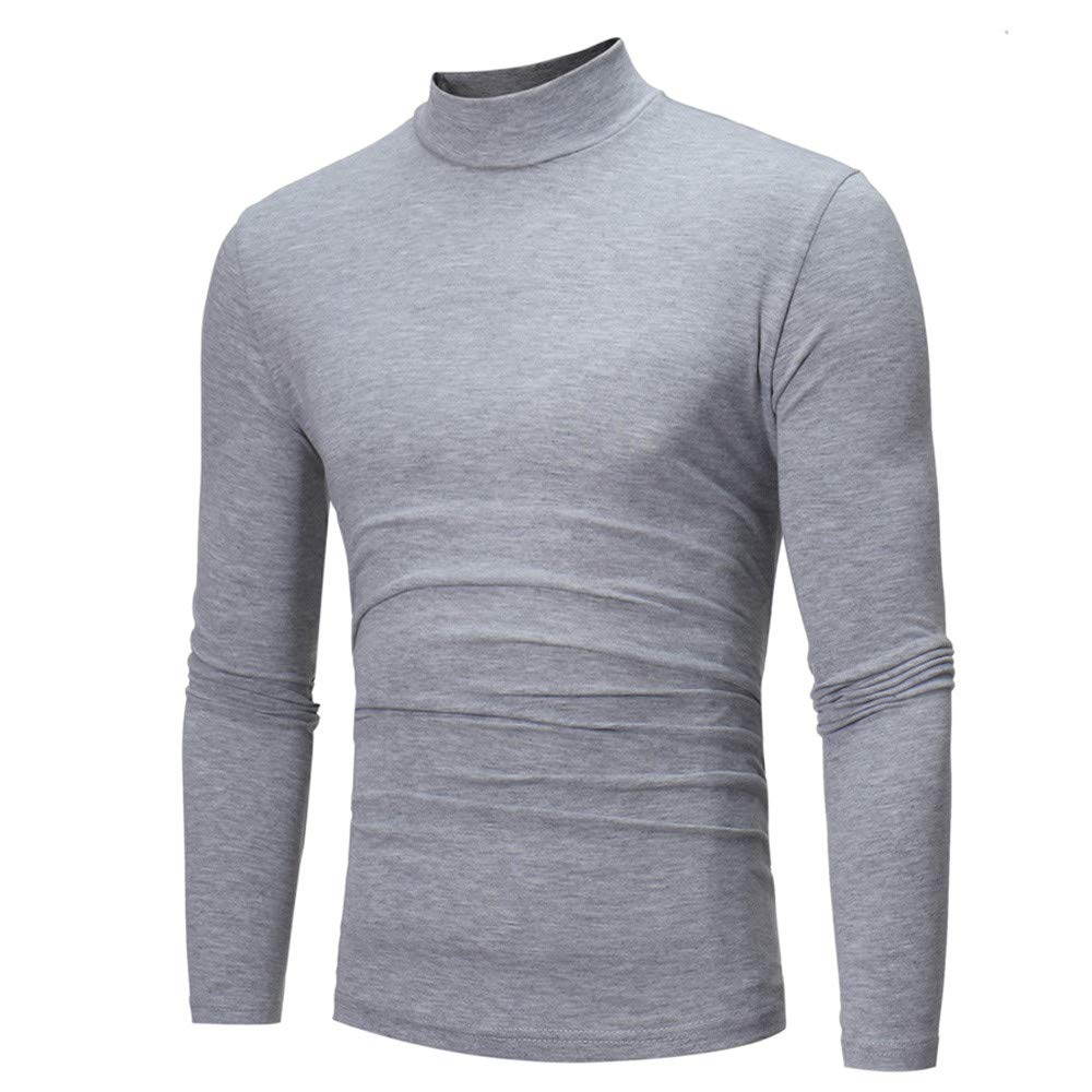 WOCACHI Mens Slim Fit Mock Neck Basic Tops Long Sleeve Thermal Underwear Turtleneck Pullover Casual Base Layer T Shirts Late Fall Autumn Winter Christmas Vacation Back to School University College