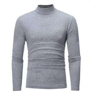 WOCACHI Mens Slim Fit Mock Neck Basic Tops Long Sleeve Thermal Underwear Turtleneck Pullover Casual Base Layer T Shirts Late Fall Autumn Winter Christmas Vacation Back to School University College