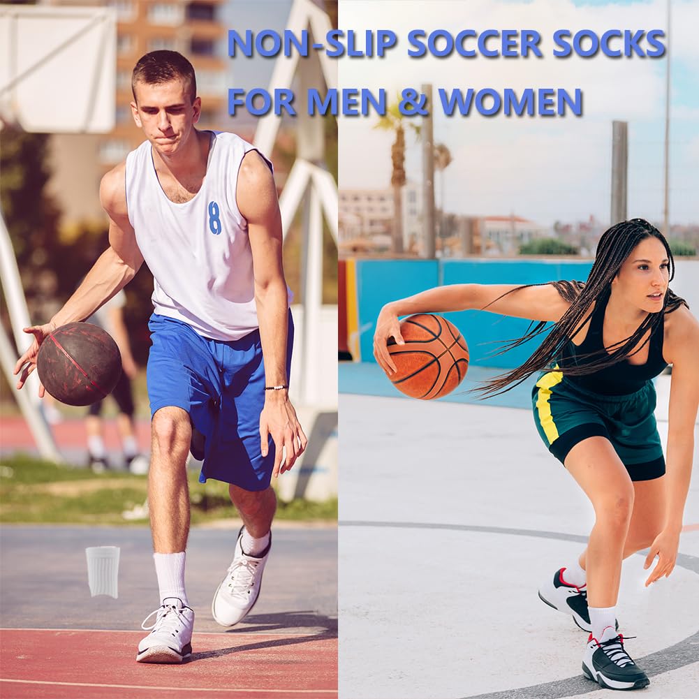 Barrlves 6 Pairs Men's Soccer Socks Colorful Non Slip Grip Pads Football Basketball Athletic Sports Soccer Socks (#6 Multi B)