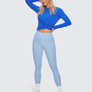 CRZ YOGA Pima Cotton Workout Long Sleeve Shirts for Women Athletic Crewneck Yoga Casual Tops Plain T-Shirt Strong Blue Large