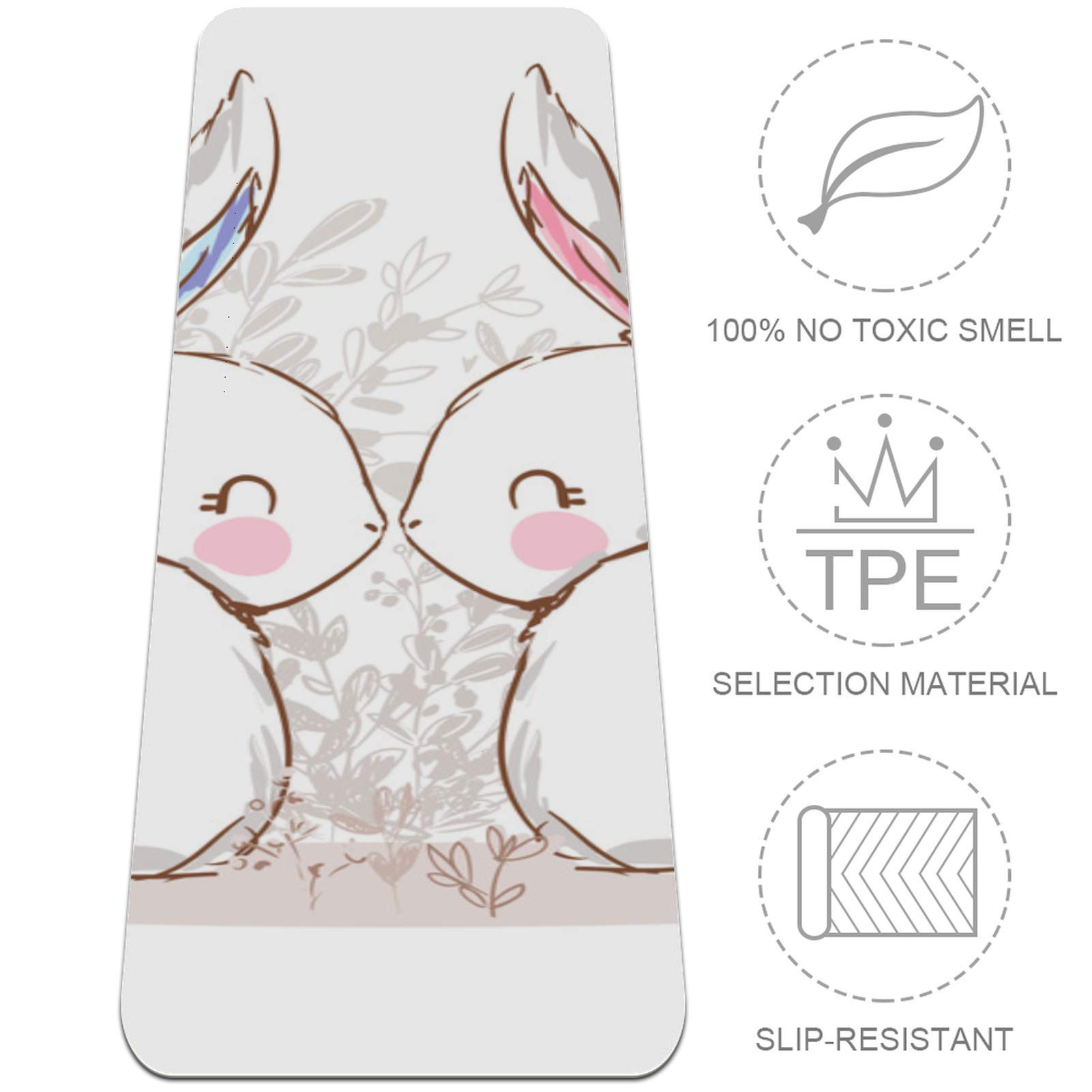 Rabbit Bunny Yoga Mat Thick Non Slip Yoga Mats for Women&Girls Exercise Mat Soft Pilates Mats