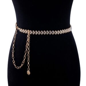 LOREMOW 2 Pcs Belly Waist Chain for Women Chain Belts for Dress Rhinestone Waist Chain Body Chain Jewelry G135