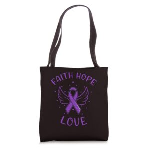 faith hope love i pancreatic cancer support fight tote bag