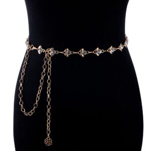 LOREMOW 2 Pcs Belly Waist Chain for Women Chain Belts for Dress Rhinestone Waist Chain Body Chain Jewelry G135