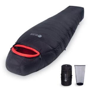 qezer 0 degree sleeping bag for adults 660 fill power down sleeping bag for cold weather -8°f / 0°f large lightweight sleeping bag