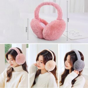 Surakey Girl Earmuffs Winter Foldable Adjustable Ear Covers Soft Plush Ear Muff Warmer Fleece Lining for Home Outdoor (Black)