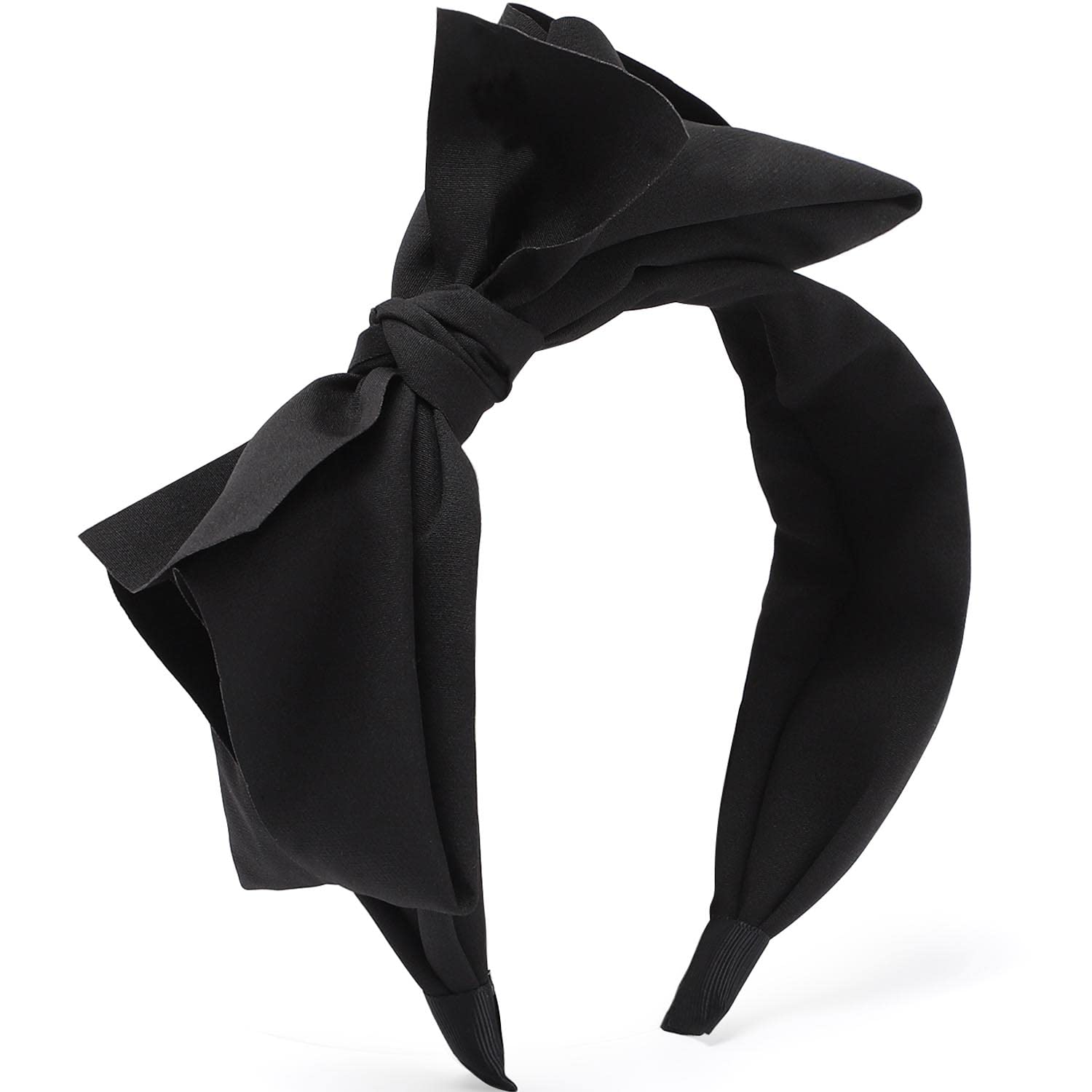 WantGor Women's Wide Turban Headbands with Knotted Bowknot Hair Hoop and Bows Accessories (Black)