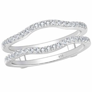 SHELOVES Curved Ring Guard Enhancer Cubic Zirconia Stack Wrap for Engagement Ring 925 Sterling Silver 6