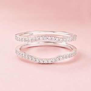 SHELOVES Curved Ring Guard Enhancer Cubic Zirconia Stack Wrap for Engagement Ring 925 Sterling Silver 6