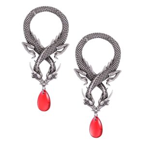 ERKUOO 1 Pair Double Dragon Ear Weights Hangers for Stretched Dangle Ears Gauges Cool Ear Tunnel Plug Earrings Stretcher Expander Piercing Jewelry Gift 8g(3mm)