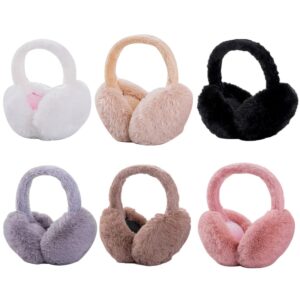 Surakey Girl Earmuffs Winter Foldable Adjustable Ear Covers Soft Plush Ear Muff Warmer Fleece Lining for Home Outdoor (White)