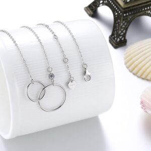 EVERU Mother Daughter Necklaces,925 Sterling Silver Interlocking Circle Necklace for Women,Mother's Day Gifts