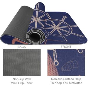 REJOON Sailboat PatternYoga Mat Thick Non Slip Yoga Mats for Women&Girls Exercise Mat Soft Pilates Mats