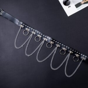 LOREMOW 2 Pcs Leather Waist Chain Belt for Women Punk Layered Waist Belly Chain Goth Body Chain Nightclub Party Body Jewelry Accessories