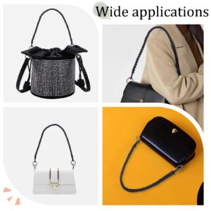 WADORN Leather Braided Purse Handle, 25 Inch PU Leather Braided Handbag Bag Strap Replacement Short Bucket Bag Strap with Round Ring for Neonoe Hobo Bag Multi Pochette Crochet Bag Tote, Black