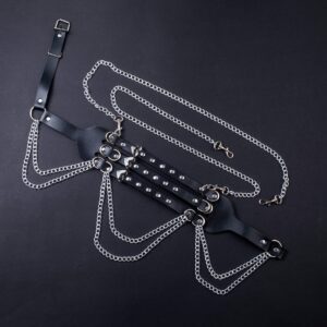 LOREMOW 2 Pcs Leather Waist Chain Belt for Women Punk Layered Waist Belly Chain Goth Body Chain Nightclub Party Body Jewelry Accessories