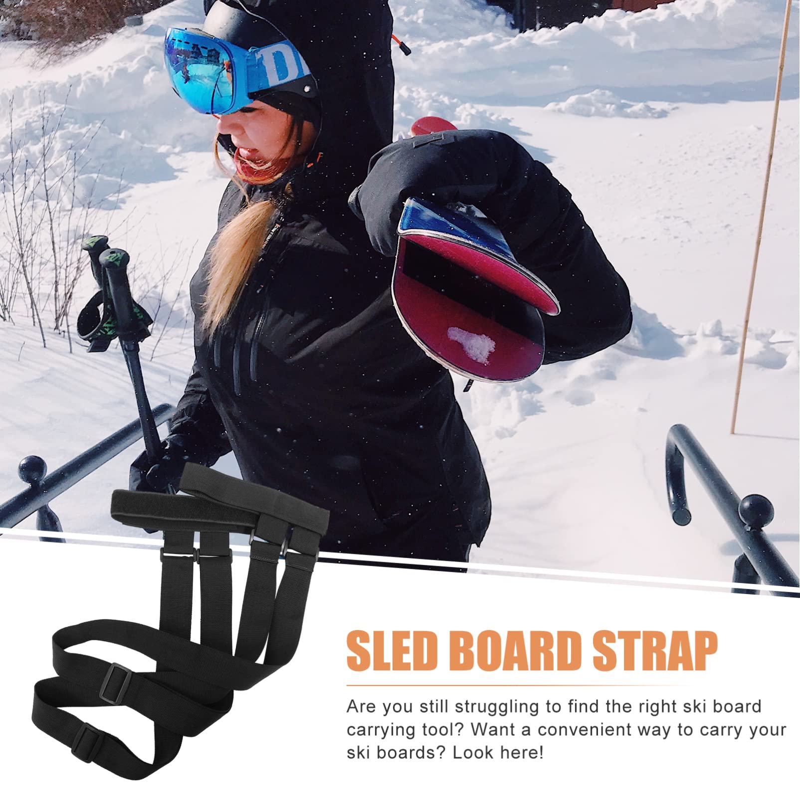 BESPORTBLE 2 Pcs Snowboard Shoulder Strap Snowboard Boot Carrier Strap Portable Ski Board Harness Ski Leash Skijoring Harness Adjustable Belt Portable Snowboard Harness Boots Outdoor Nylon