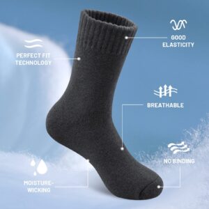 SIMIYA 5 Pairs Merino Wool Socks for Men, Thick Winter Wool Hiking Socks, Warm Breathable Crew Mens Socks（Fit USA Size 7-13