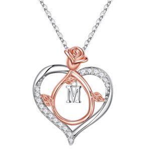 vrsilver bridesmaid gifts for wedding day - bridesmaid proposal gifts for women initial necklaces for teen girls gifts for women heart necklaces for teen girls gifts for girls initial m necklaces