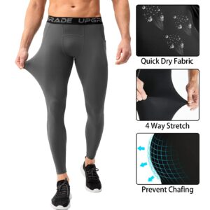 Dark Grey Men's Compression Pants Tights Leggings Sports Baselayer Athletic Tights for Running Football Basketball XL