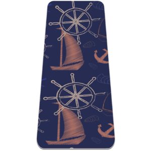 REJOON Sailboat PatternYoga Mat Thick Non Slip Yoga Mats for Women&Girls Exercise Mat Soft Pilates Mats