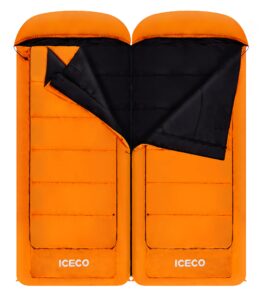 iceco double sleeping bags for adults, cold weather sleeping bag, big and tall 2 person sleeping bag extra large for all season winter camping, fishing and hunting,with removable layer