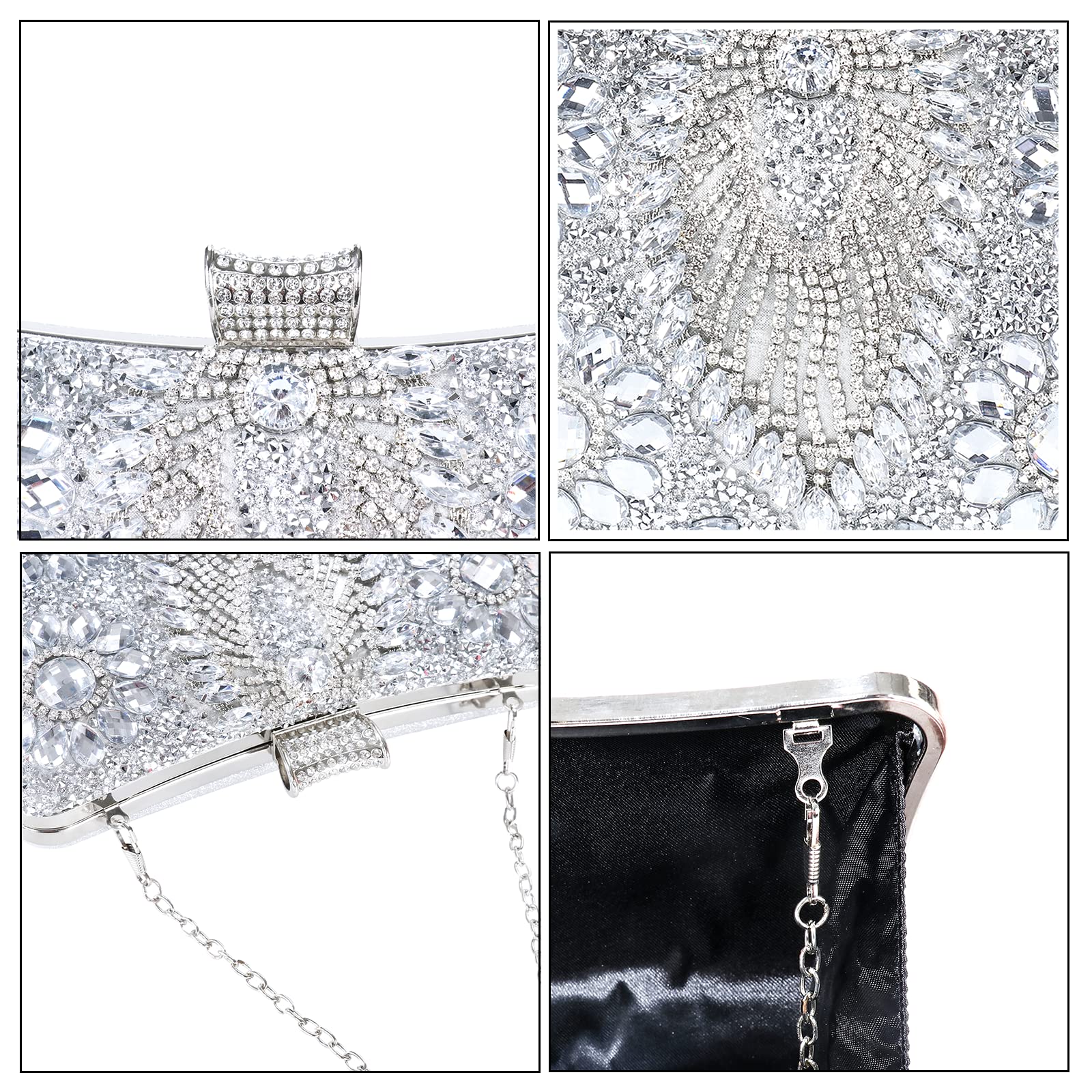 COAIMANEY Womens Sparkly Rhinestone Sequin Glitter bag Clutch Evening Handbag Shoulder Bags Purse for Wedding Party Prom