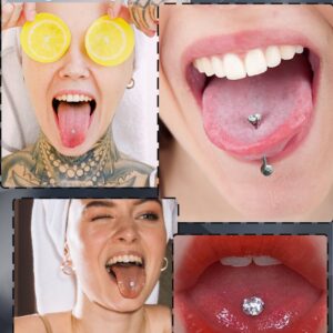 OUFER 14G Tongue Rings, Shiny Clear CZ Tongue Barbells, G23 Solid Titanium Tongue Piercing Jewelry, Nickel-free Tongue Ring for Women Men