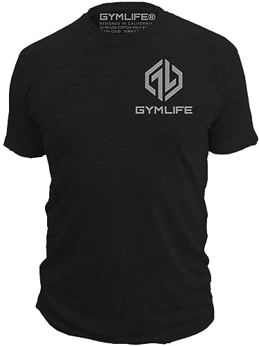 GYM LIFE Men's Power Up Icon Athletic Performance Short Sleeve Workout T-Shirt, Black (3X-Large)