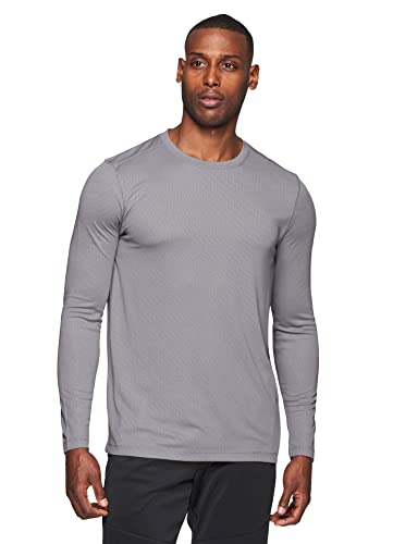 RBX Men's Textured Quick Drying Long Sleeve Performance Tee Jacquard Grey L