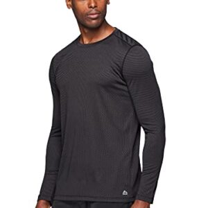 RBX Men's Textured Quick Drying Long Sleeve Performance Tee Jacquard Black-Charcoal L