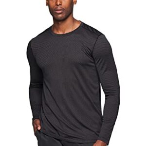 RBX Men's Textured Quick Drying Long Sleeve Performance Tee Jacquard Black-Charcoal L