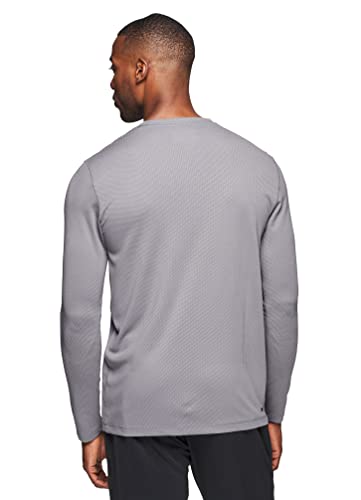 RBX Men's Textured Quick Drying Long Sleeve Performance Tee Jacquard Grey L