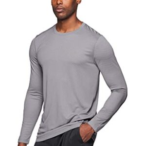 RBX Men's Textured Quick Drying Long Sleeve Performance Tee Jacquard Grey L