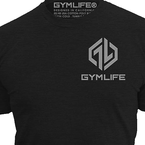 GYM LIFE Men's Power Up Icon Athletic Performance Short Sleeve Workout T-Shirt, Black (3X-Large)