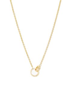 gorjana women’s rose interlocking necklace, 18k gold plated, adjustable chain, double ring charm