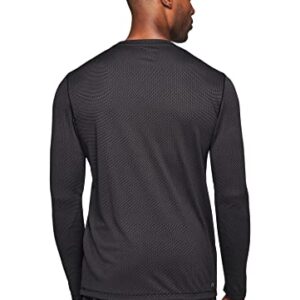 RBX Men's Textured Quick Drying Long Sleeve Performance Tee Jacquard Black-Charcoal L