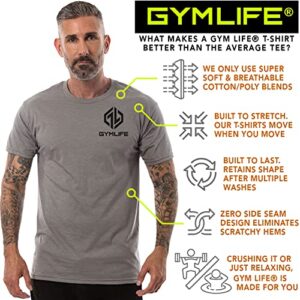 GYM LIFE Men's Power Up Icon Athletic Performance Short Sleeve Workout T-Shirt, Black (3X-Large)