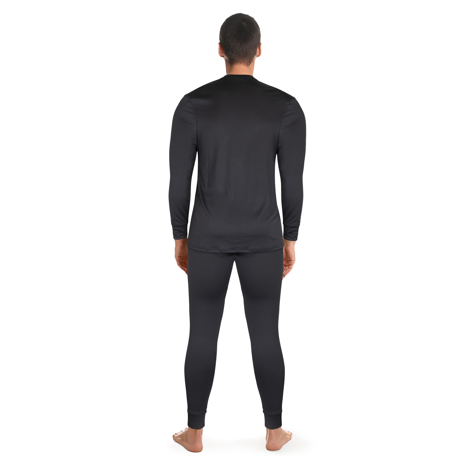 Fruit of the Loom Men’s Thermal Underwear Set Long Base Layer Set With Thermal Top & Bottoms- Warm Soft Underwear For Cold Weather- Comfortable & Discreet Winter Baselayer Black