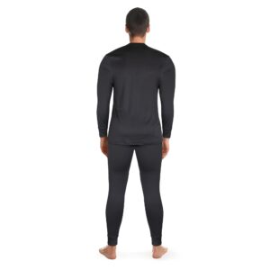 Fruit of the Loom Men’s Thermal Underwear Set Long Base Layer Set With Thermal Top & Bottoms- Warm Soft Underwear For Cold Weather- Comfortable & Discreet Winter Baselayer Black