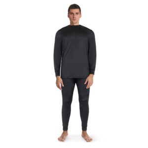 fruit of the loom men’s thermal underwear set long base layer set with thermal top & bottoms- warm soft underwear for cold weather- comfortable & discreet winter baselayer black