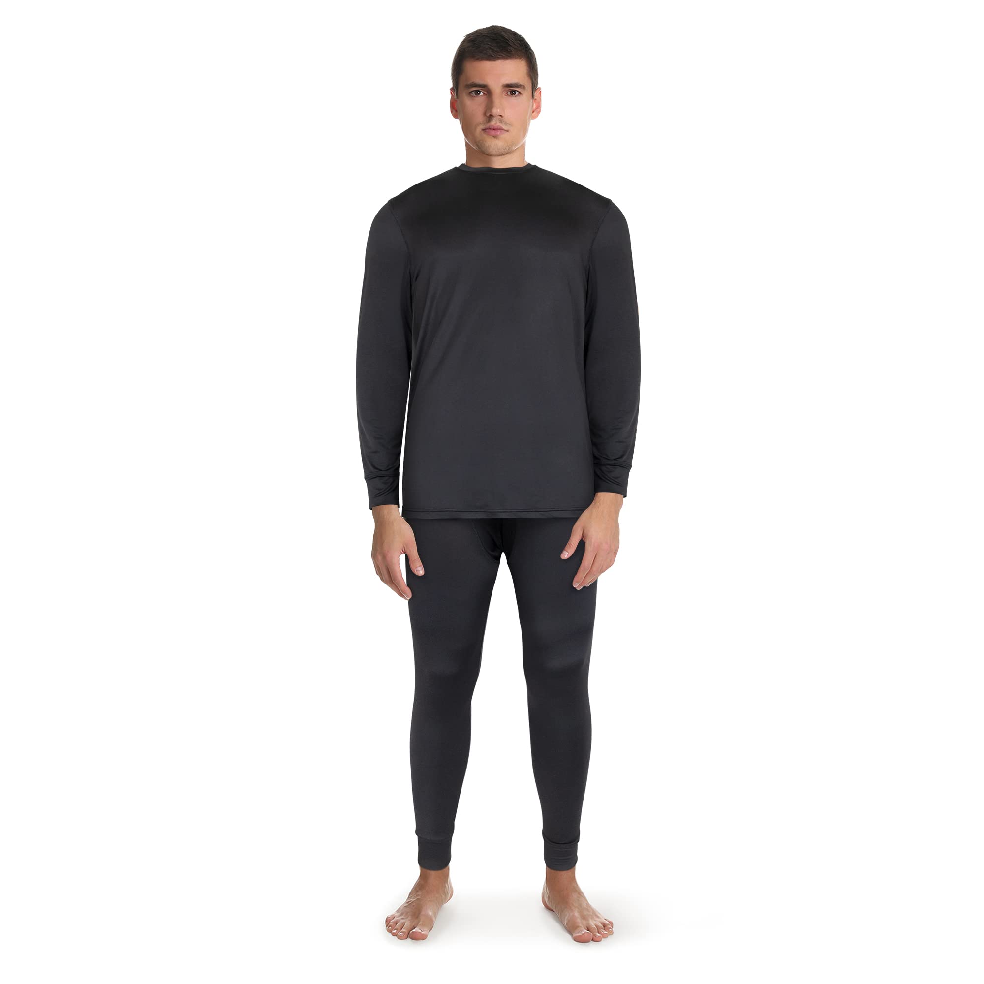 Fruit of the Loom Men’s Thermal Underwear Set Long Base Layer Set With Thermal Top & Bottoms- Warm Soft Underwear For Cold Weather- Comfortable & Discreet Winter Baselayer Black