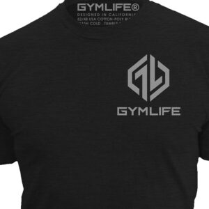 GYM LIFE Men's Power Up Icon Athletic Performance Short Sleeve Workout T-Shirt, Black (X-Large)