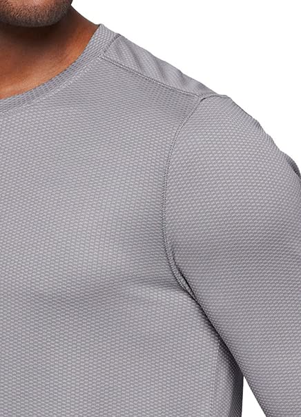 RBX Men's Textured Quick Drying Long Sleeve Performance Tee Jacquard Grey L